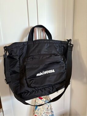 Miki House Logo 2-Way Tote Bag Shoulder Bag Black